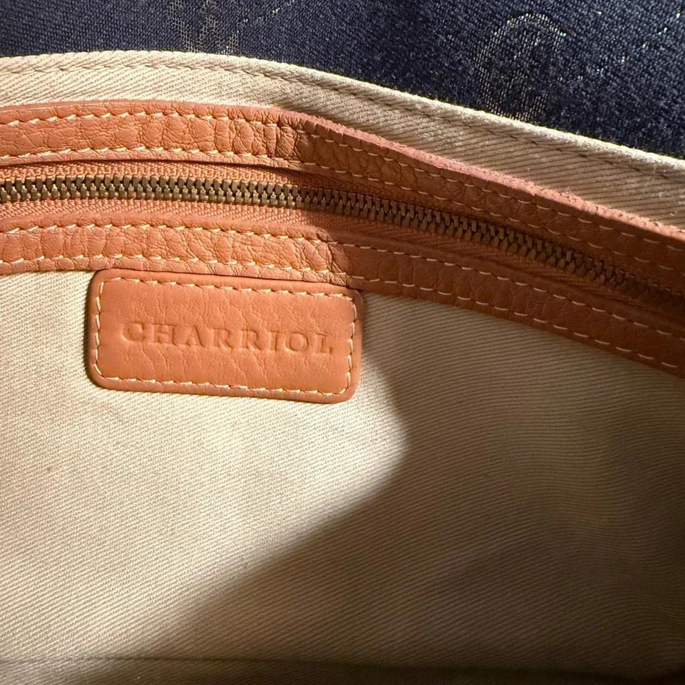 Charriol leather and cloth designer shoulder bag